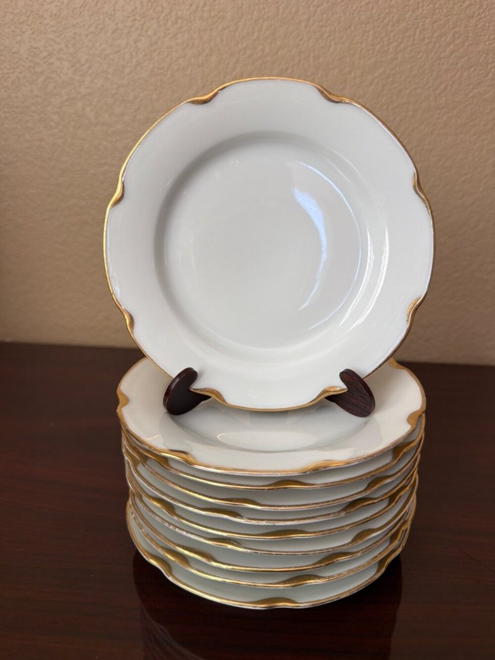 Set of 10 Vintage Austria Carlsbad Porcelain Bread Dessert Plates Gold Trim 6” - Picture 15 of 16